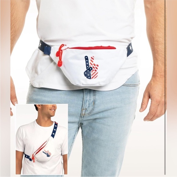 Tipsy Elves All American Fanny Pack Red White Blue Patriotic Peace - Picture 6 of 9
